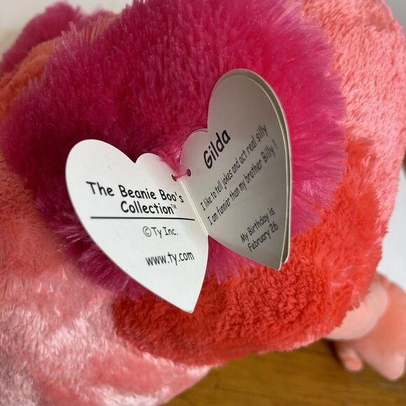 Ty Beanie Boo Gilda Pink Flamingo, Large Blue Eyes, TySilk Pink, 24"‎ Tall Baby - Picture 14 of 16